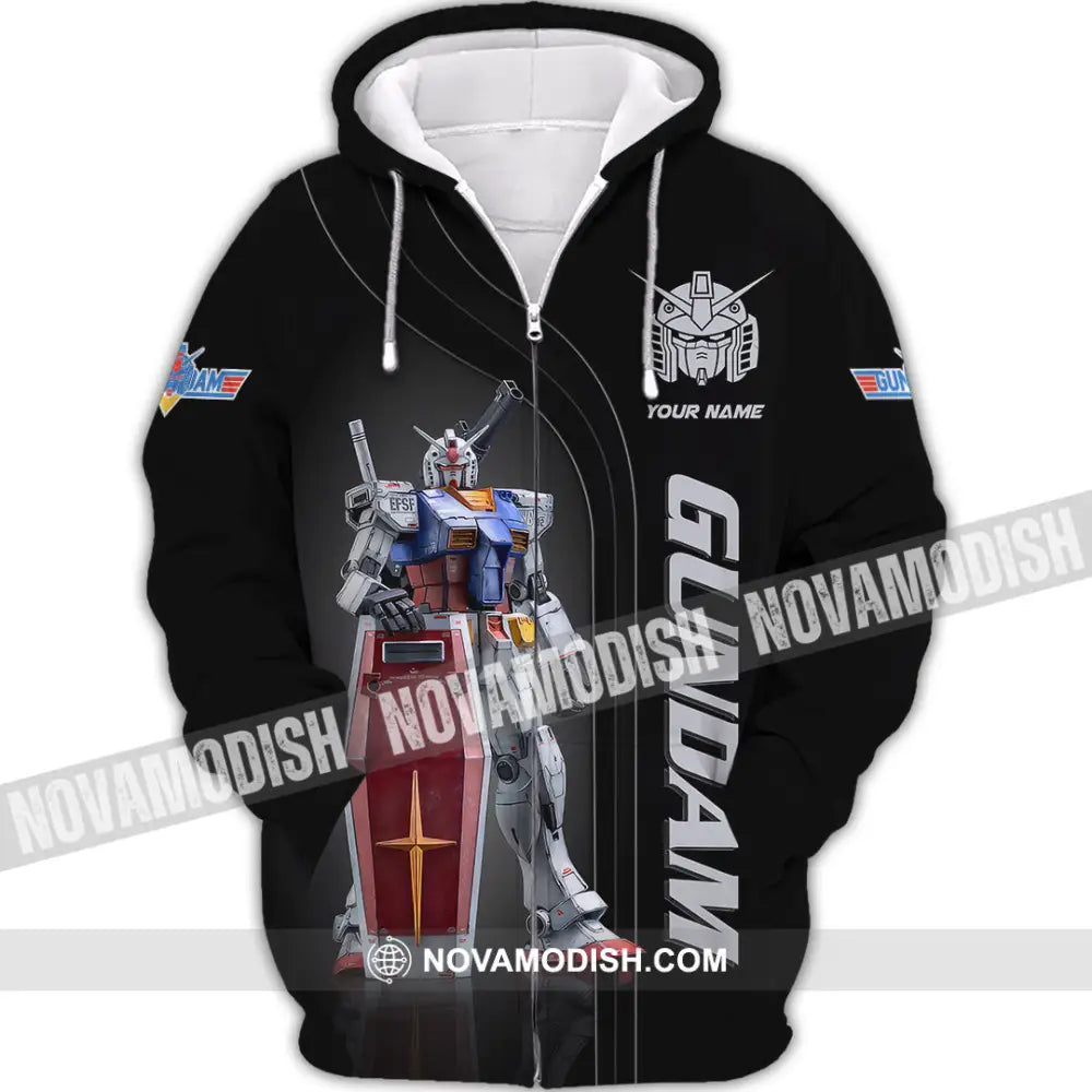 Unisex Shirt Custom Name Gundam T-Shirt Hoodie Long Sleeve Lover Gift Zipper / S T-Shirt