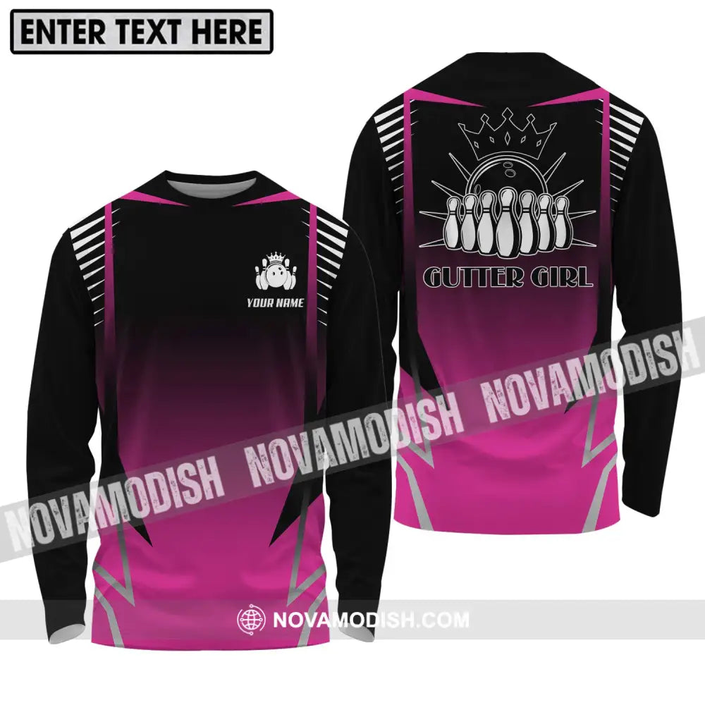 Unisex Shirt - Custom Name Gutter Bowling Shirt Long Sleeve Shirt / S T-shirt