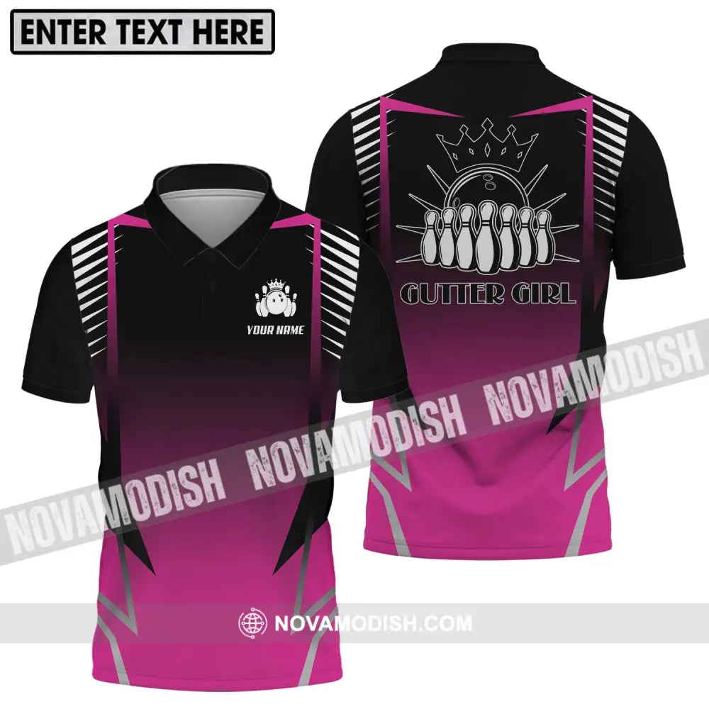 Unisex Shirt - Custom Name Gutter Bowling Shirt Polo Shirt / S T-shirt