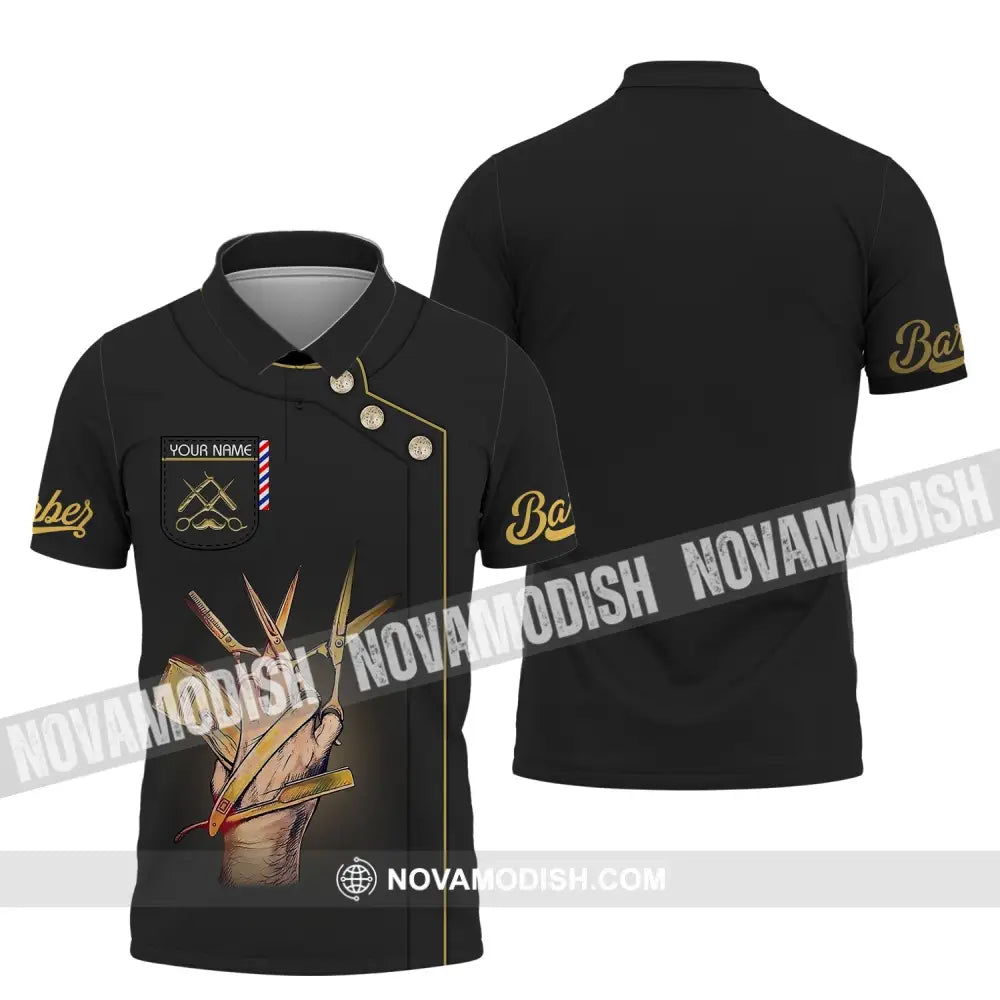 Unisex Shirt - Custom Name Shirt - Hair Dresser Barber Name Black Shirt Polo Shirt / S T-shirt
