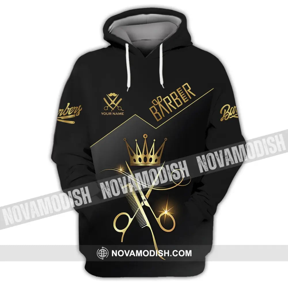 Unisex Shirt - Custom Name Shirt - Hair Dresser Barber Gold Name Shirt Hoodie / S T-shirt