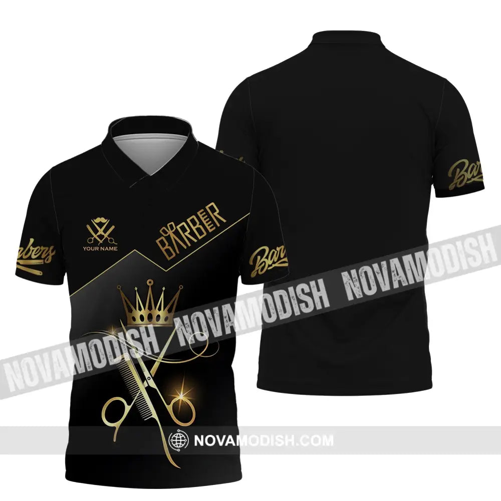 Unisex Shirt - Custom Name Shirt - Hair Dresser Barber Gold Name Shirt Polo Shirt / S T-shirt