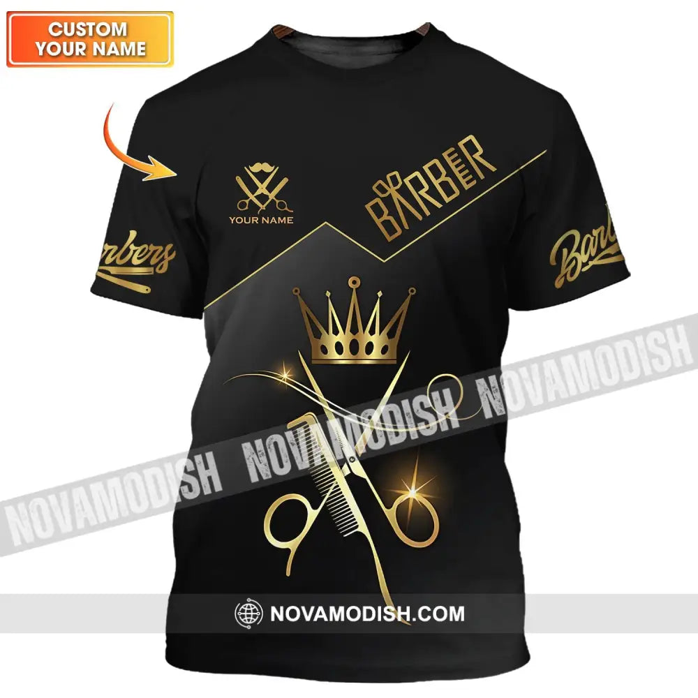 Unisex Shirt - Custom Name Shirt - Hair Dresser Barber Gold Name Shirt T-shirt