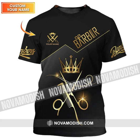 Unisex Shirt - Custom Name Shirt - Hair Dresser Barber Gold Name Shirt T-shirt