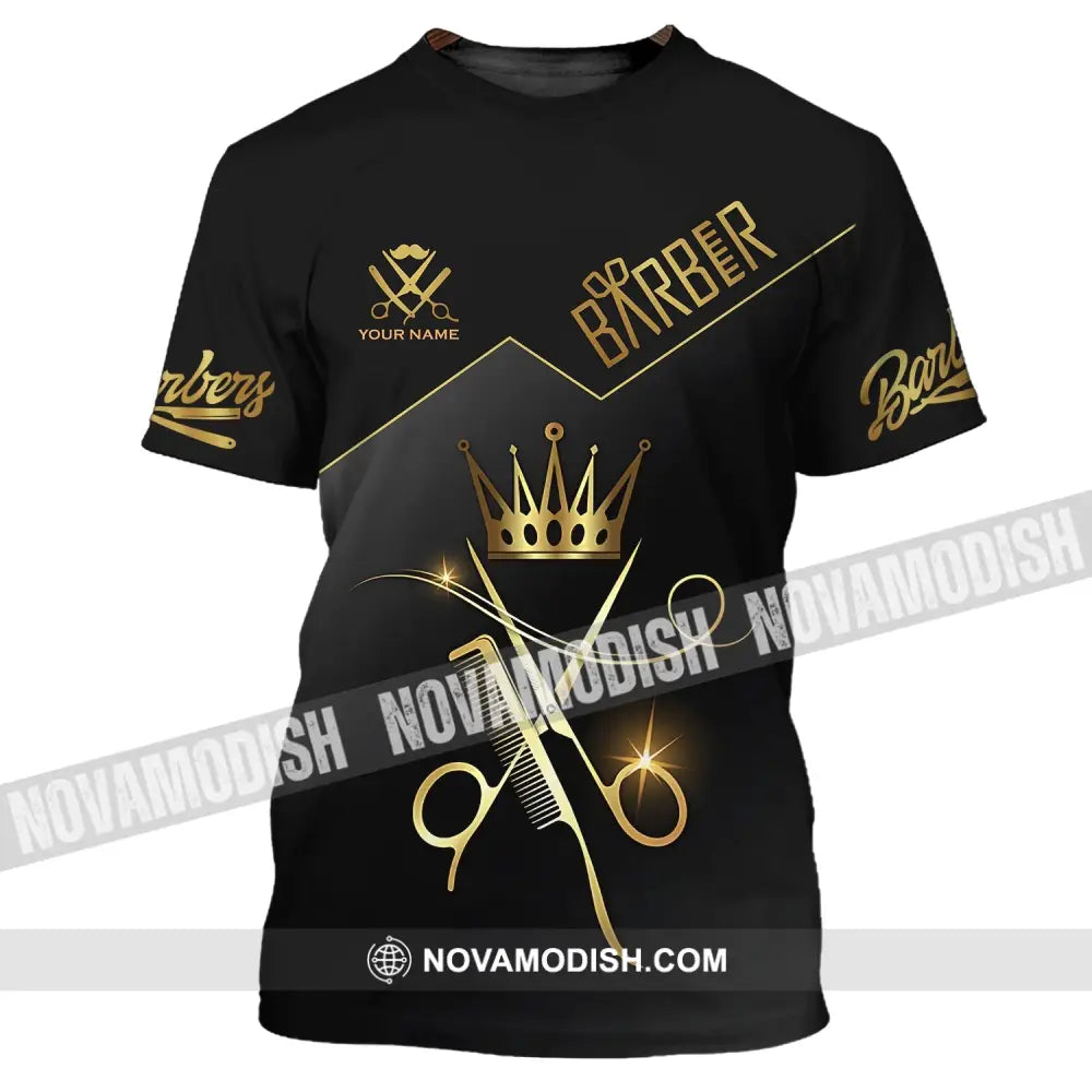 Unisex Shirt - Custom Name Shirt - Hair Dresser Barber Gold Name Shirt T-Shirt / S T-shirt