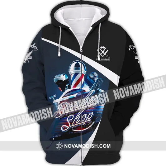 Unisex Shirt - Custom Name Shirt - Hair Dresser Barber Shop Name Shirt Zipper Hoodie / S T-shirt