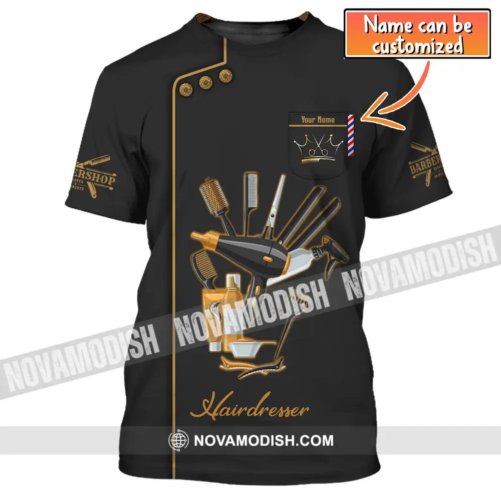 Unisex Shirt Custom Name Hairdresser Hairstylist Apparel T-Shirt For Barber Shop