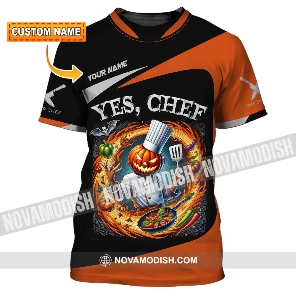 Unisex Shirt Custom Name Halloween Chef Apparel Polo Long Sleeve Cooking Love T-Shirt T-Shirt