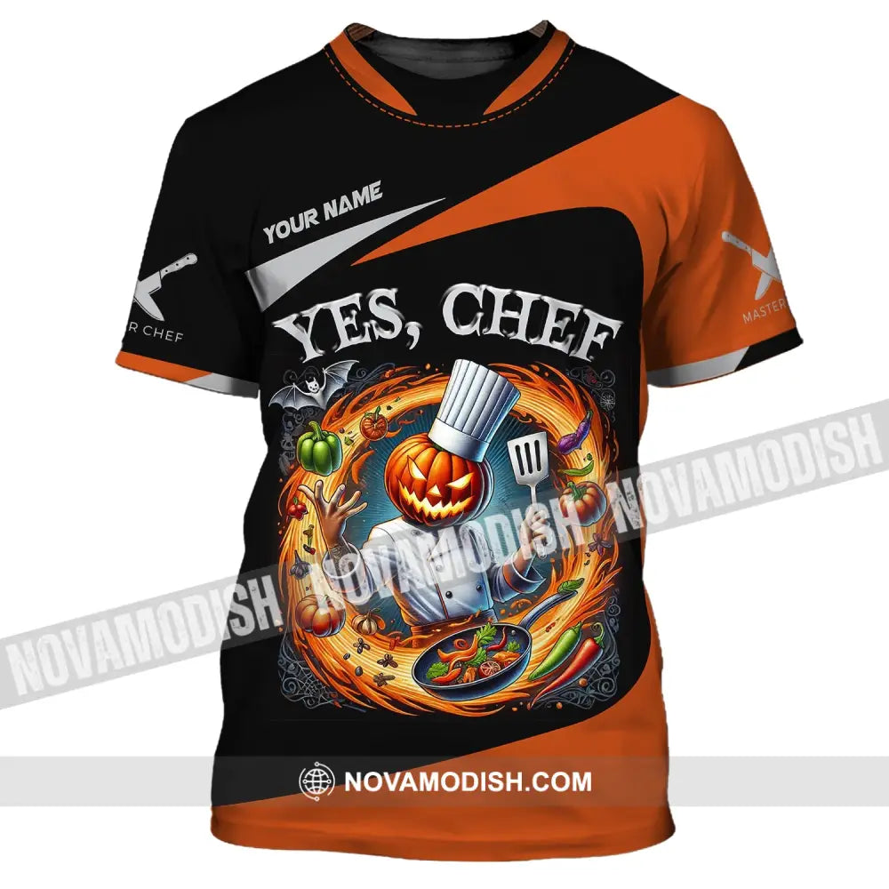 Unisex Shirt Custom Name Halloween Chef Apparel Polo Long Sleeve Cooking Love T-Shirt / S T-Shirt