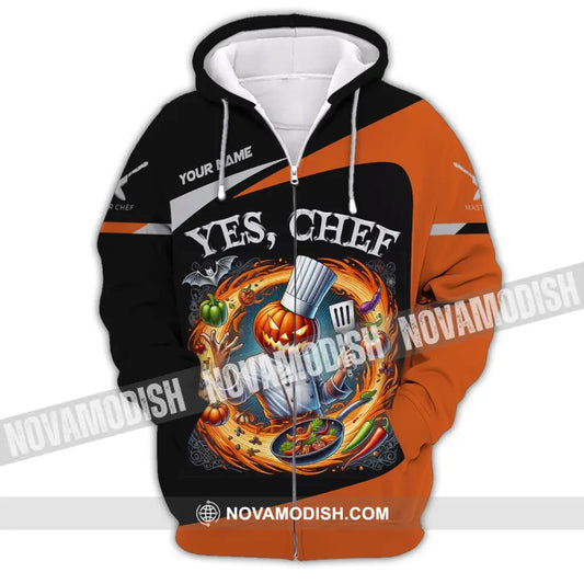 Unisex Shirt Custom Name Halloween Chef Apparel Polo Long Sleeve Cooking Love T-Shirt Zipper Hoodie