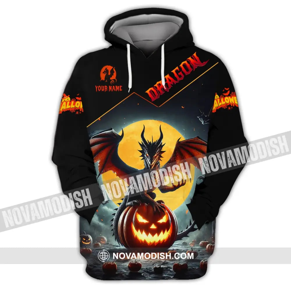 Unisex Shirt - Custom Name Halloween Fire Dragon Hoodie / S T-Shirt