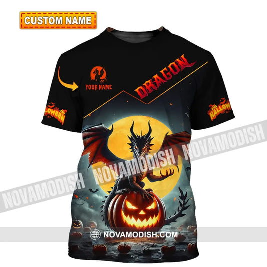 Unisex Shirt - Custom Name Halloween Fire Dragon T-Shirt