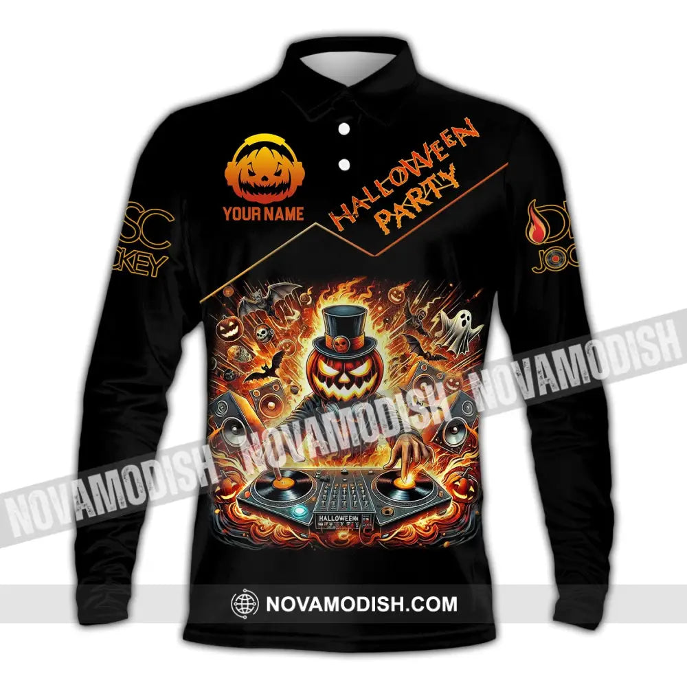 Unisex Shirt - Custom Name Halloween Party Long Sleeve Polo / S T-Shirt