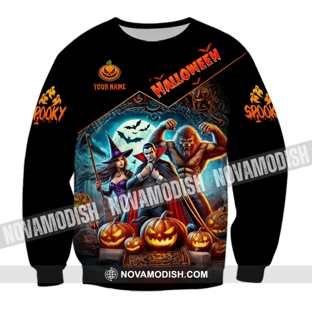 Unisex Shirt - Custom Name Halloween Spooky Long Sleeve / S T-Shirt