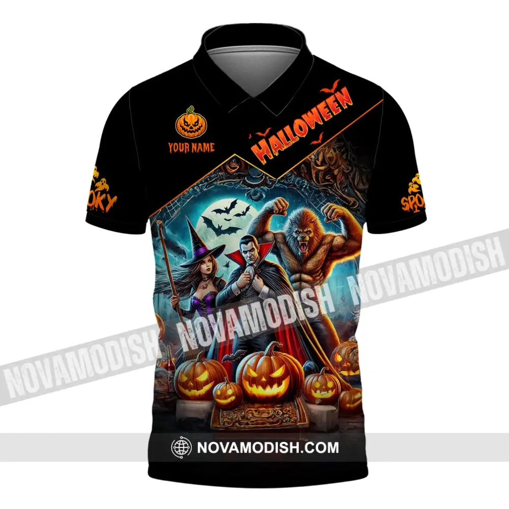 Unisex Shirt - Custom Name Halloween Spooky Polo / S T-Shirt