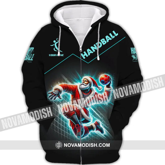 Unisex Shirt Custom Name Handball Christmas Gift Zipper Hoodie / S T-Shirt