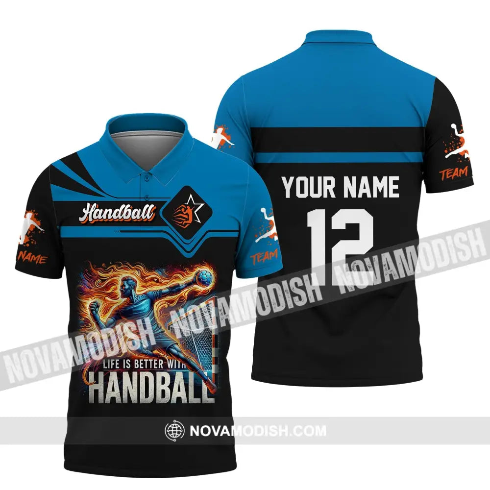 Unisex Shirt Custom Name Handball Long Sleeve Hoodie Polo Team Uniform / S T-Shirt