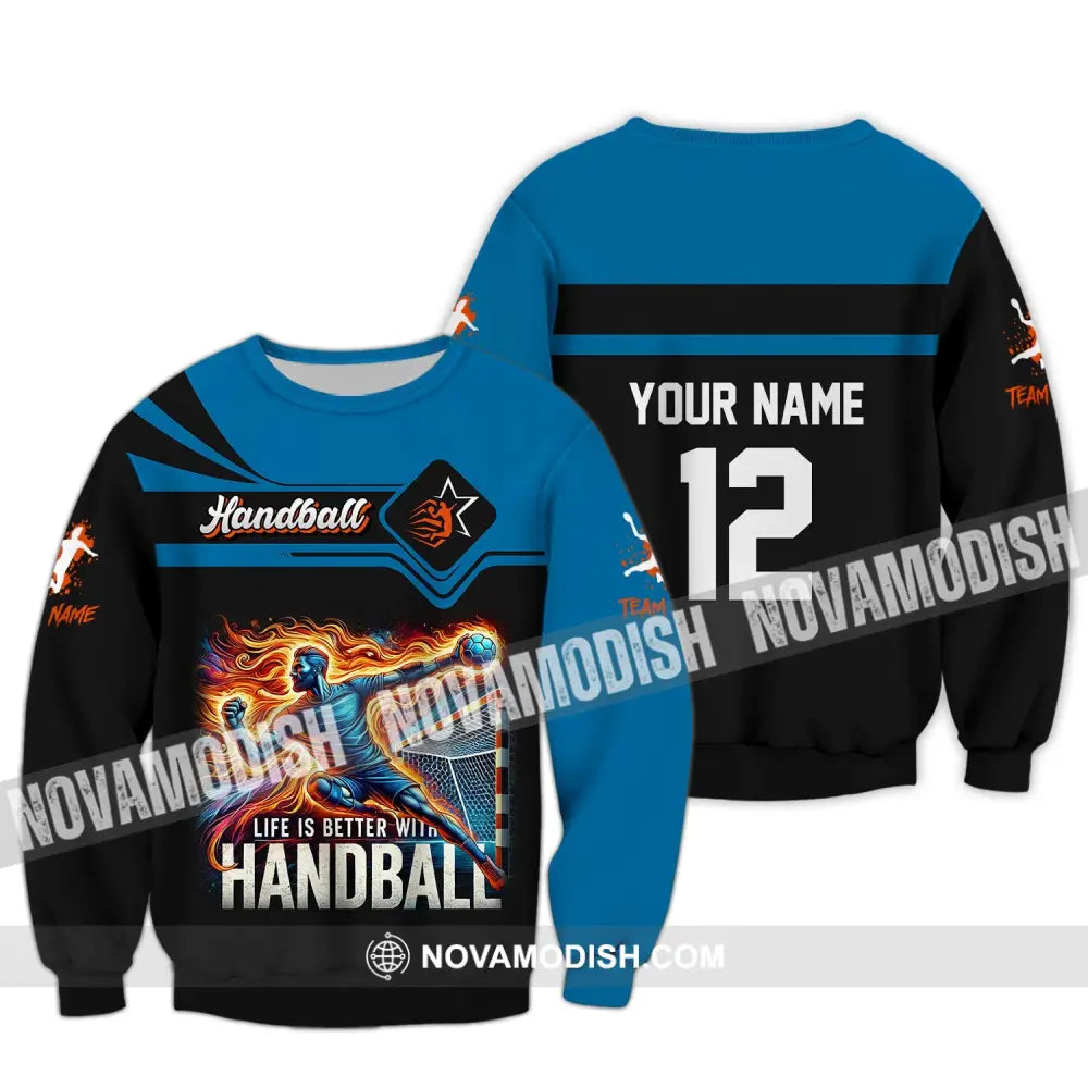 Unisex Shirt Custom Name Handball Long Sleeve Hoodie Polo Team Uniform / S T-Shirt