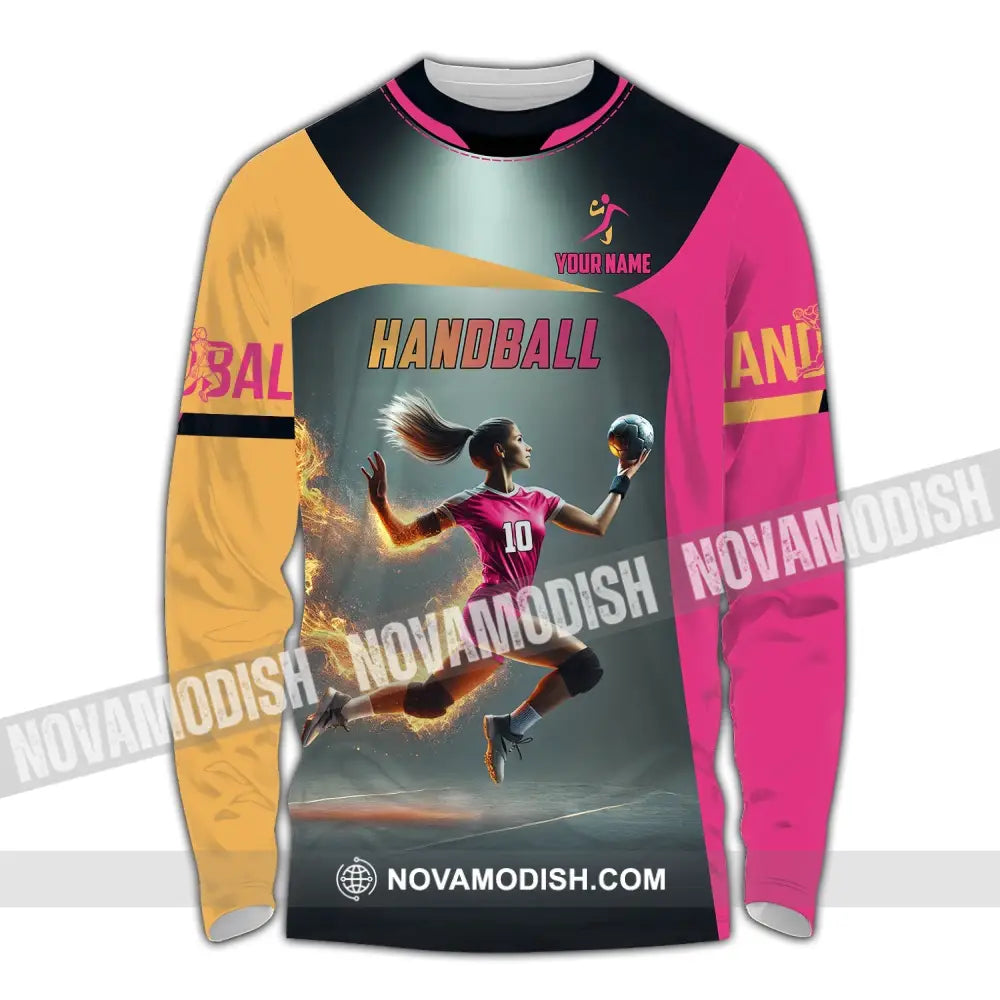 Unisex Shirt - Custom Name Handball Long Sleeve / S T-Shirt