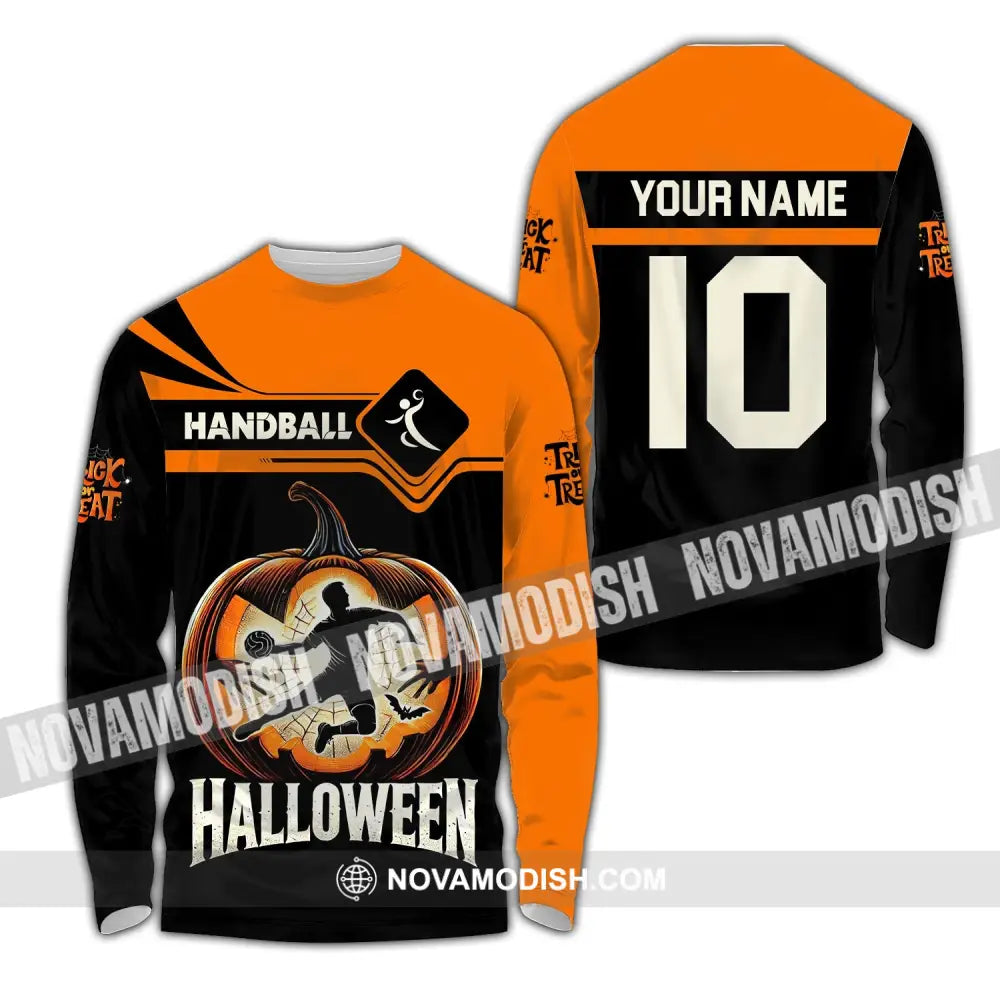 Unisex Shirt - Custom Name Handball Player Long Sleeve / S T-Shirt