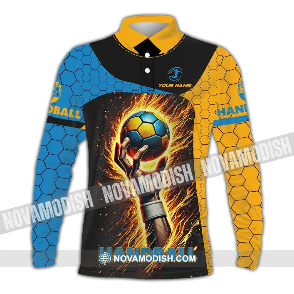 Unisex Shirt Custom Name Handball Polo Long Sleeve Club Uniform Lover Gift / S T-Shirt