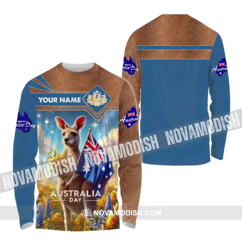 Unisex Shirt Custom Name Happy Australia Day Lover Gift Long Sleeve / S T-Shirt