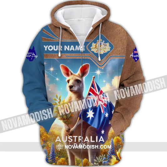 Unisex Shirt Custom Name Happy Australia Day Lover Gift Zipper Hoodie / S T-Shirt