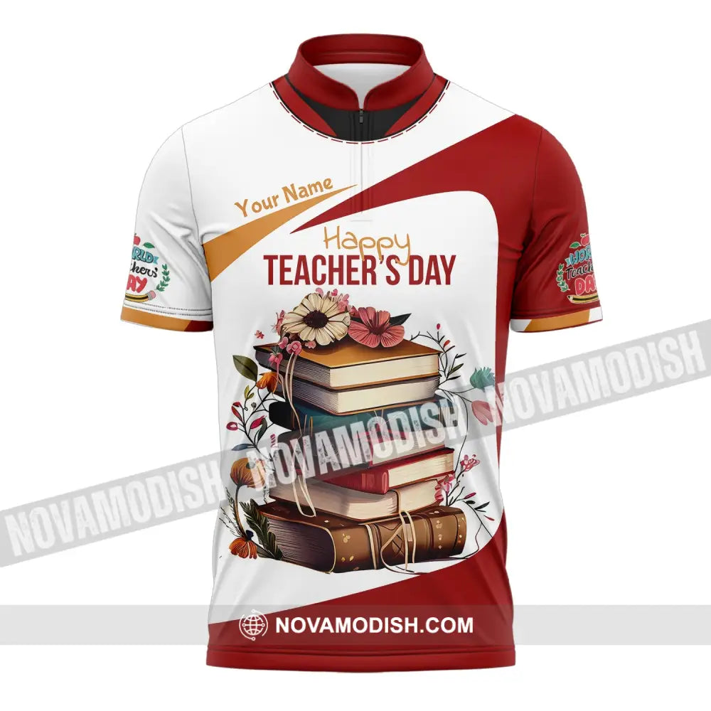 Unisex Shirt - Custom Name Happy Teacher’s Day Zipper Polo / S T-Shirt