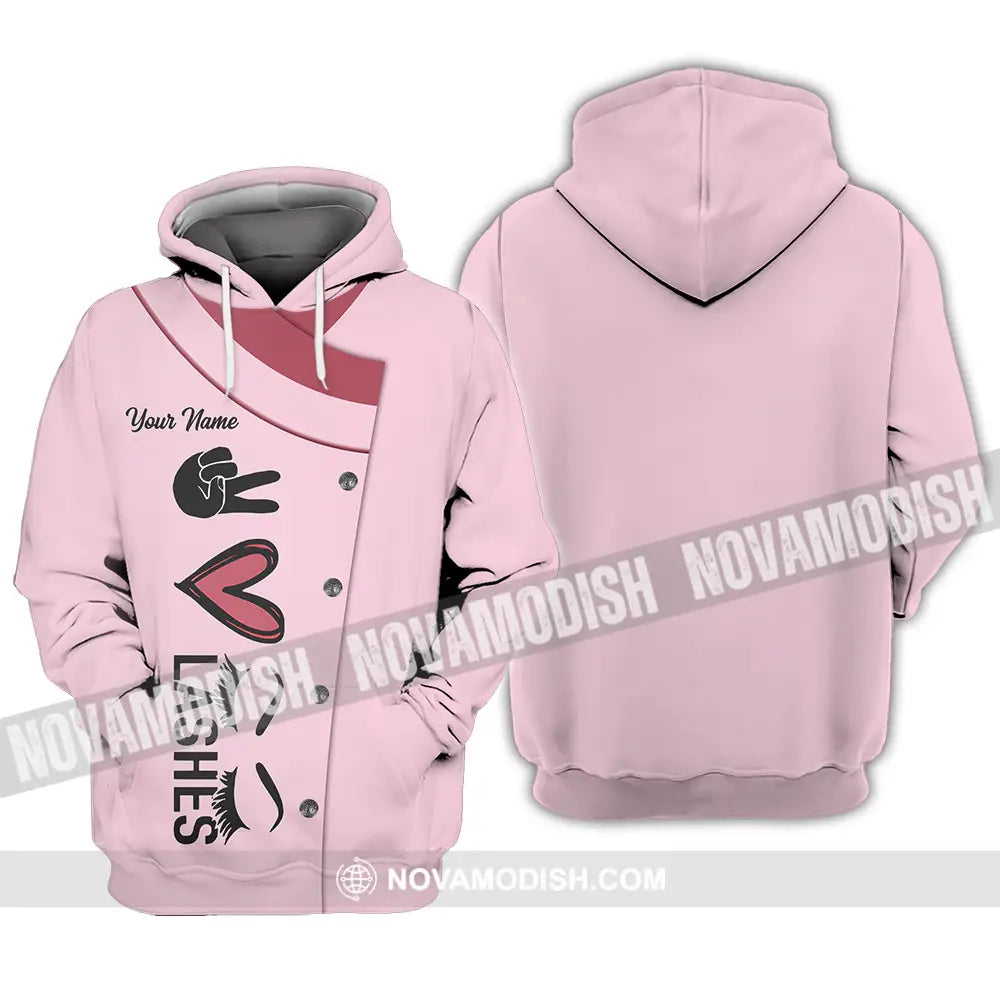Unisex Shirt - Custom Name Heart Lashes Shirt Hoodie / S T-shirt