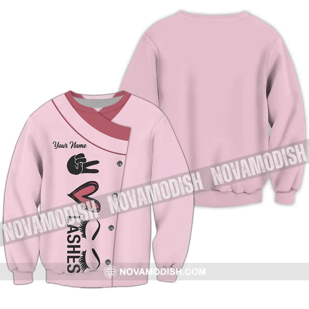 Unisex Shirt - Custom Name Heart Lashes Shirt Long Sleeve / S T-shirt