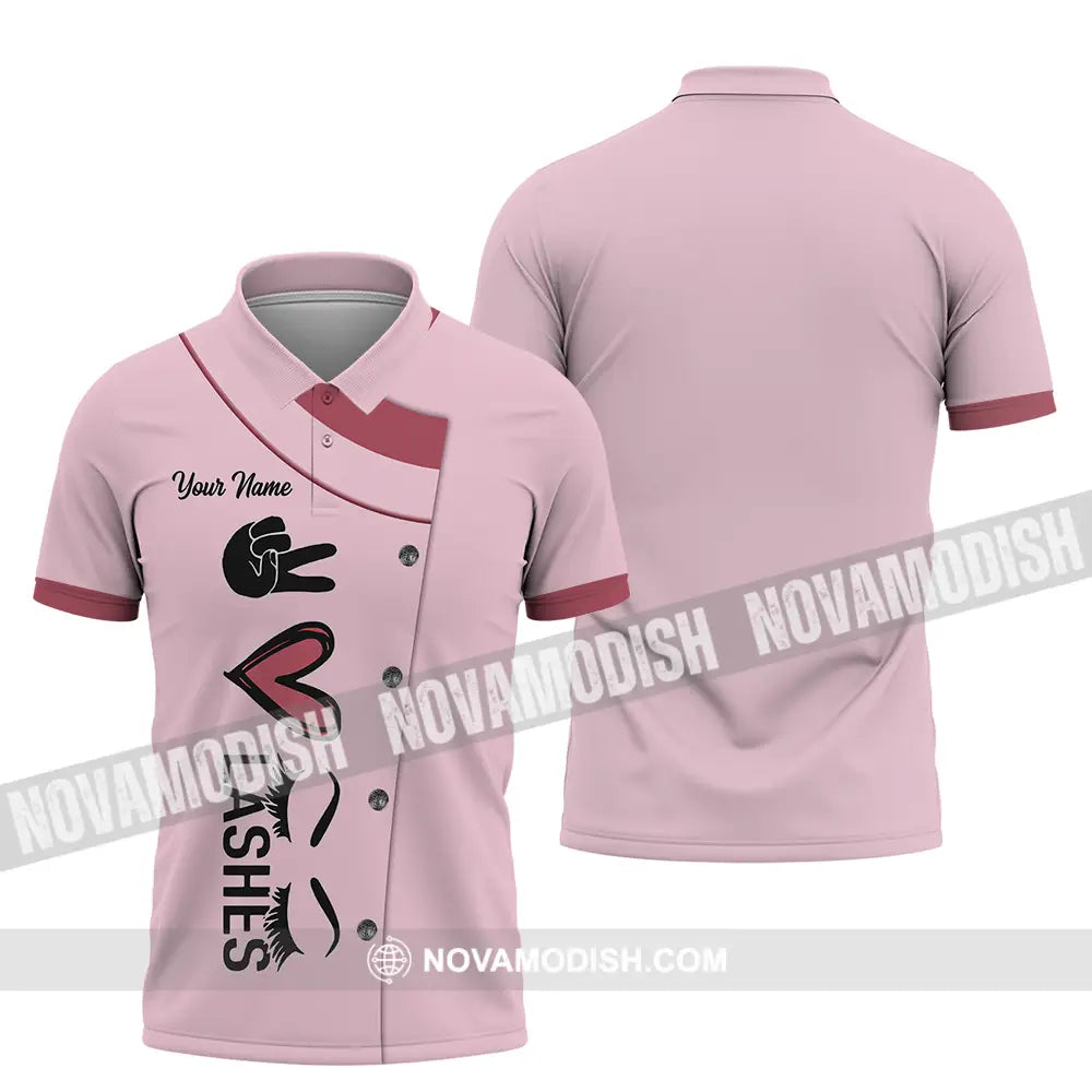 Unisex Shirt - Custom Name Heart Lashes Shirt Polo Shirt / S T-shirt