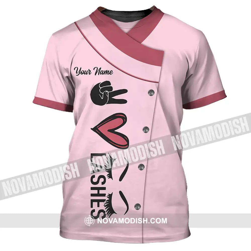 Unisex Shirt - Custom Name Heart Lashes Shirt T-Shirt / S T-shirt