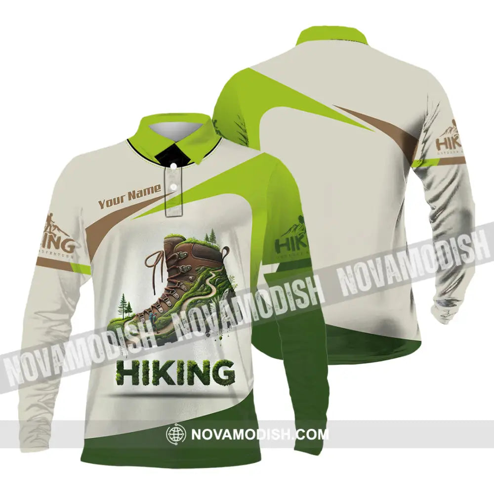 Unisex Shirt Custom Name Hiking Lover Gift Long Sleeve Polo / S T-Shirt