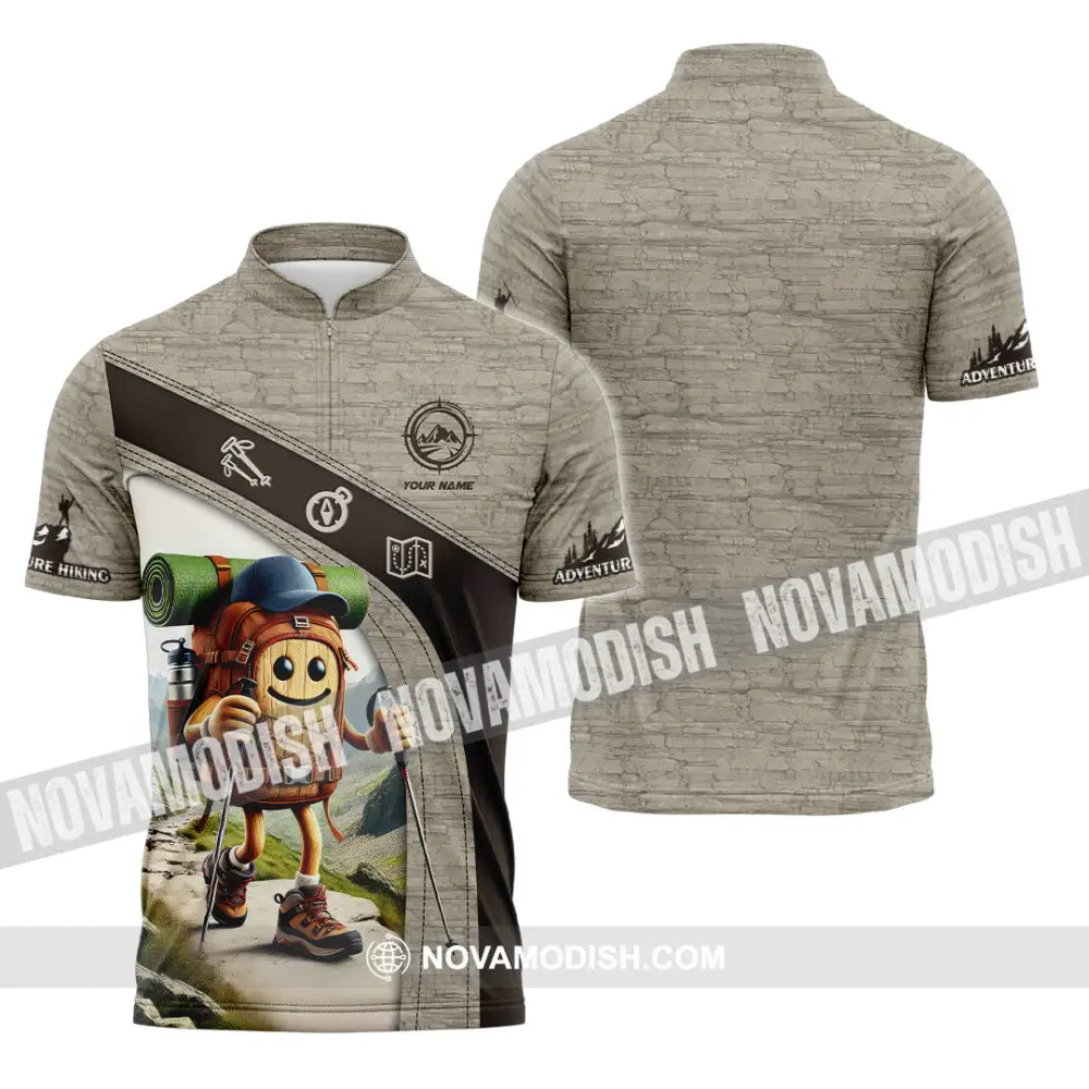 Unisex Shirt Custom Name Hiking Lover Gift Zipper Polo / S T-Shirt