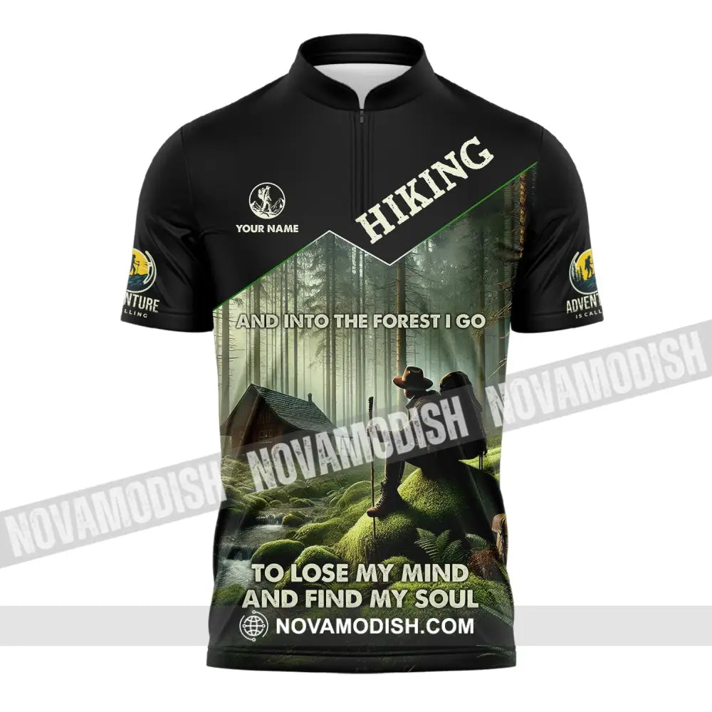 Unisex Shirt Custom Name Hiking Polo Long Sleeve Lover Gift Zipper / S T-Shirt