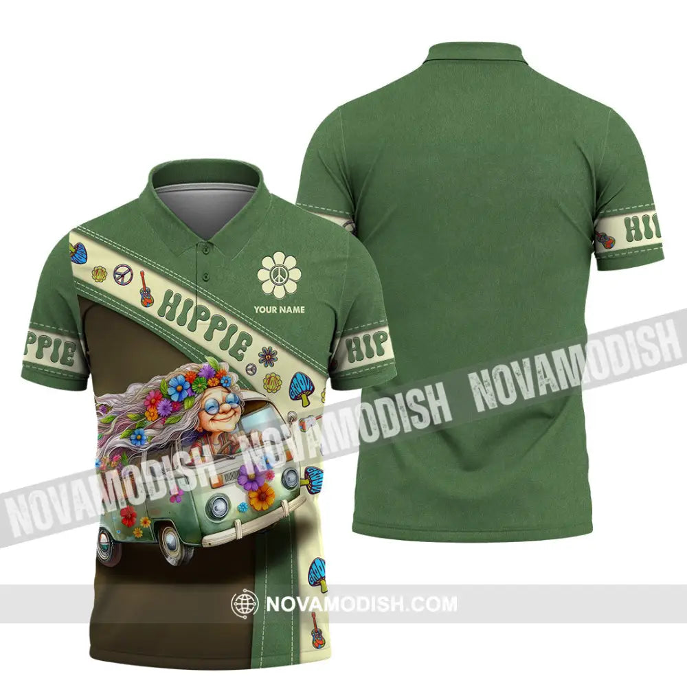 Unisex Shirt - Custom Name Hippie Lover Shirt Polo Shirt / S T-shirt