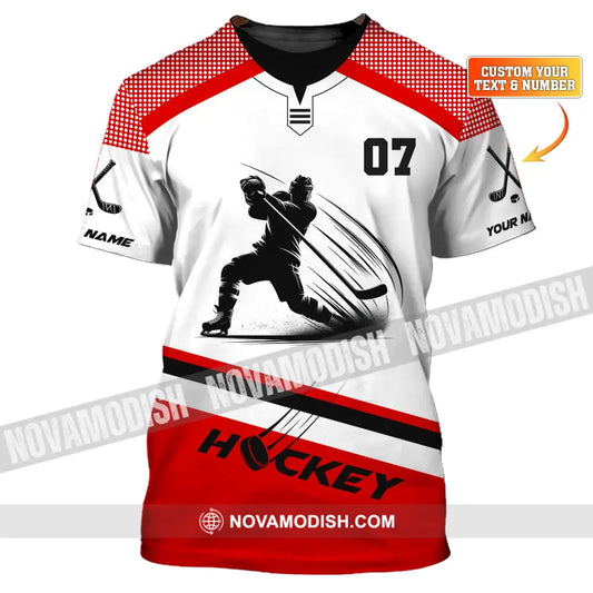 Unisex Shirt Custom Name Hockey T-Shirt Polo Gift For Player