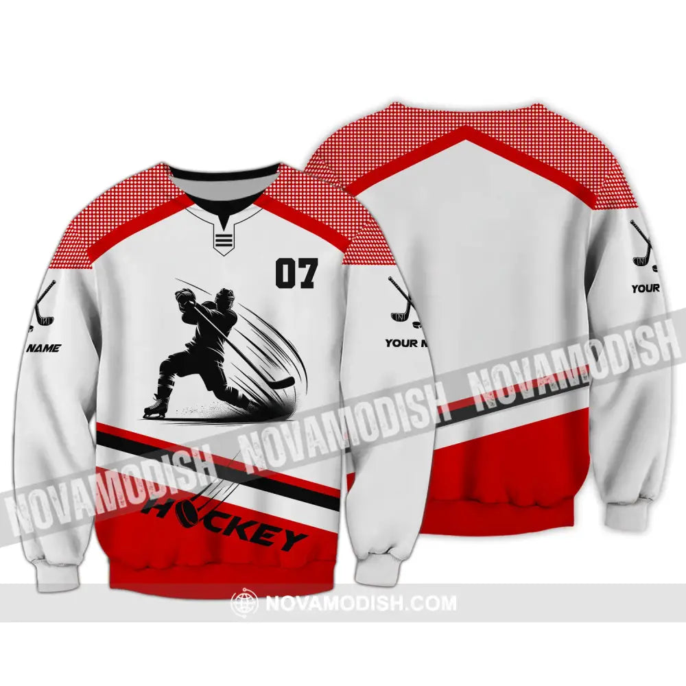 Unisex Shirt Custom Name Hockey T-Shirt Polo Gift For Player Long Sleeve / S