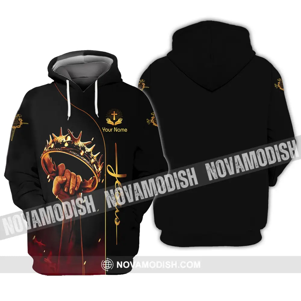 Unisex Shirt - Custom Name Shirt Holding Crown Of Thorns Jesus Hoodie / S T-shirt