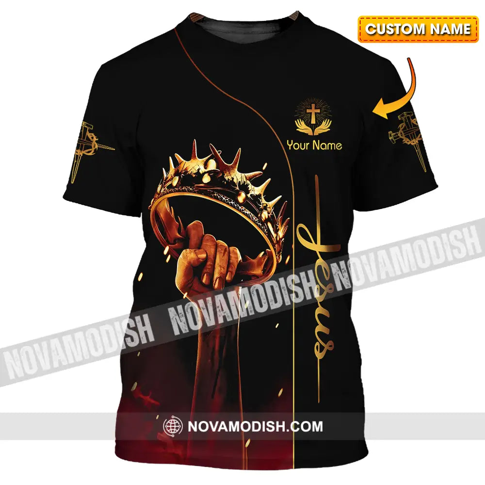 Unisex Shirt - Custom Name Shirt Holding Crown Of Thorns Jesus T-shirt