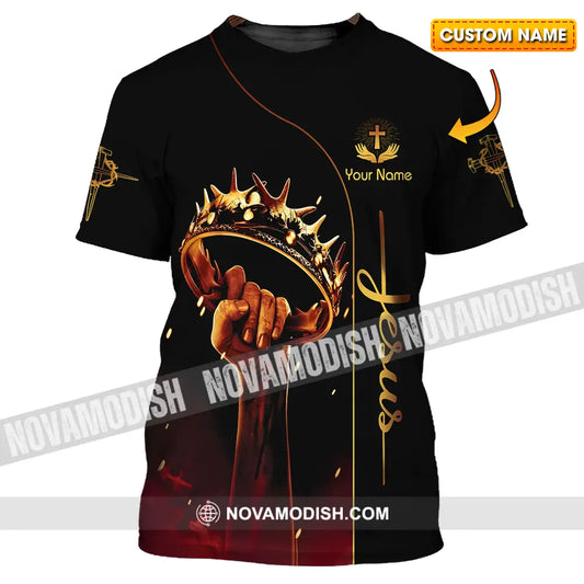 Unisex Shirt - Custom Name Shirt Holding Crown Of Thorns Jesus T-shirt