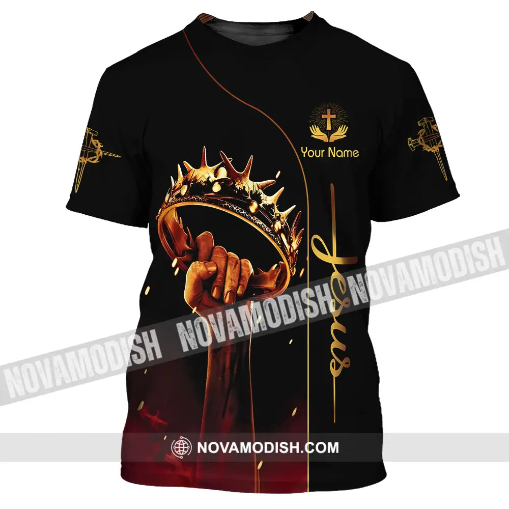 Unisex Shirt - Custom Name Shirt Holding Crown Of Thorns Jesus T-Shirt / S T-shirt