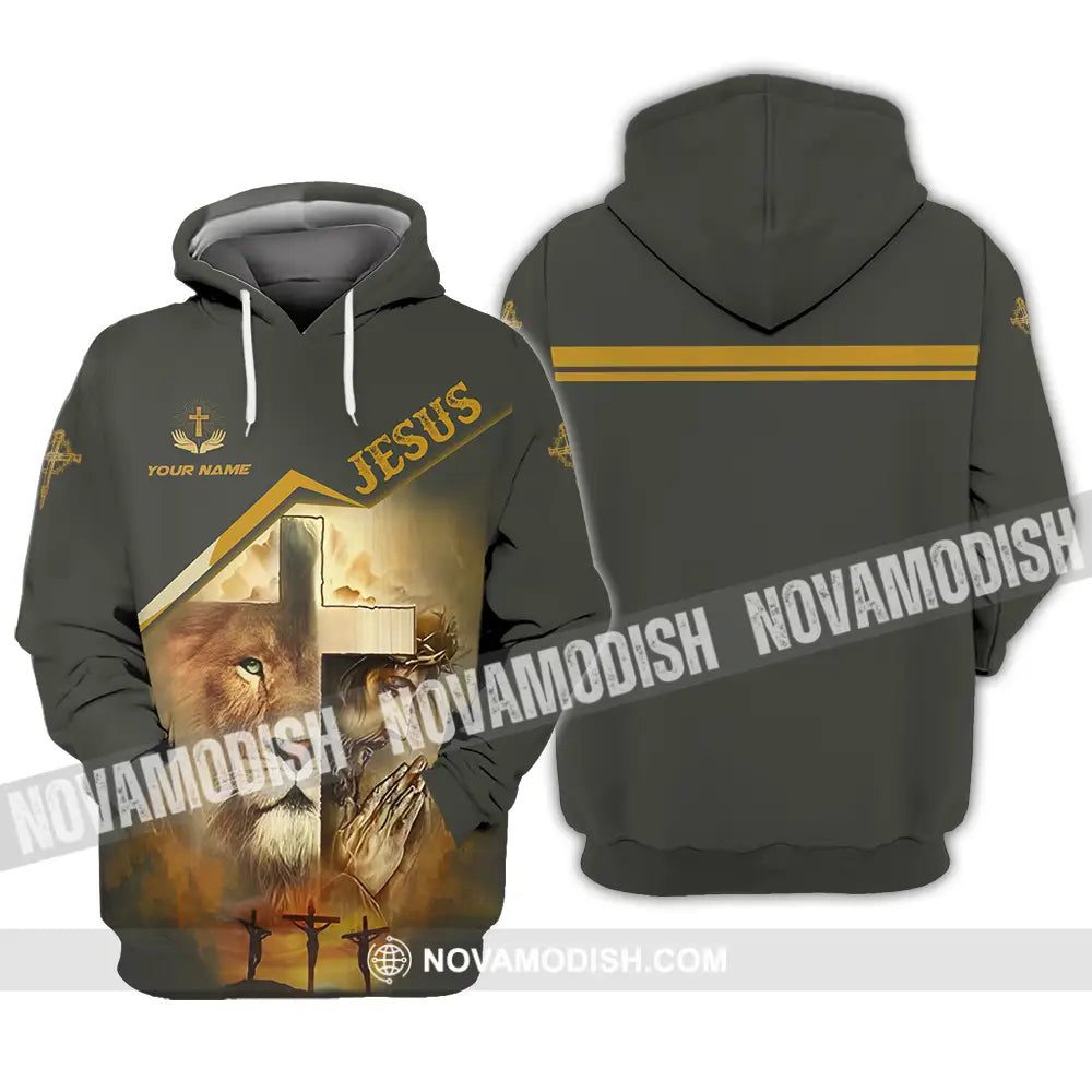 Unisex Shirt - Custom Name Shirt Holy Cross Lion Jesus Hoodie / S T-shirt