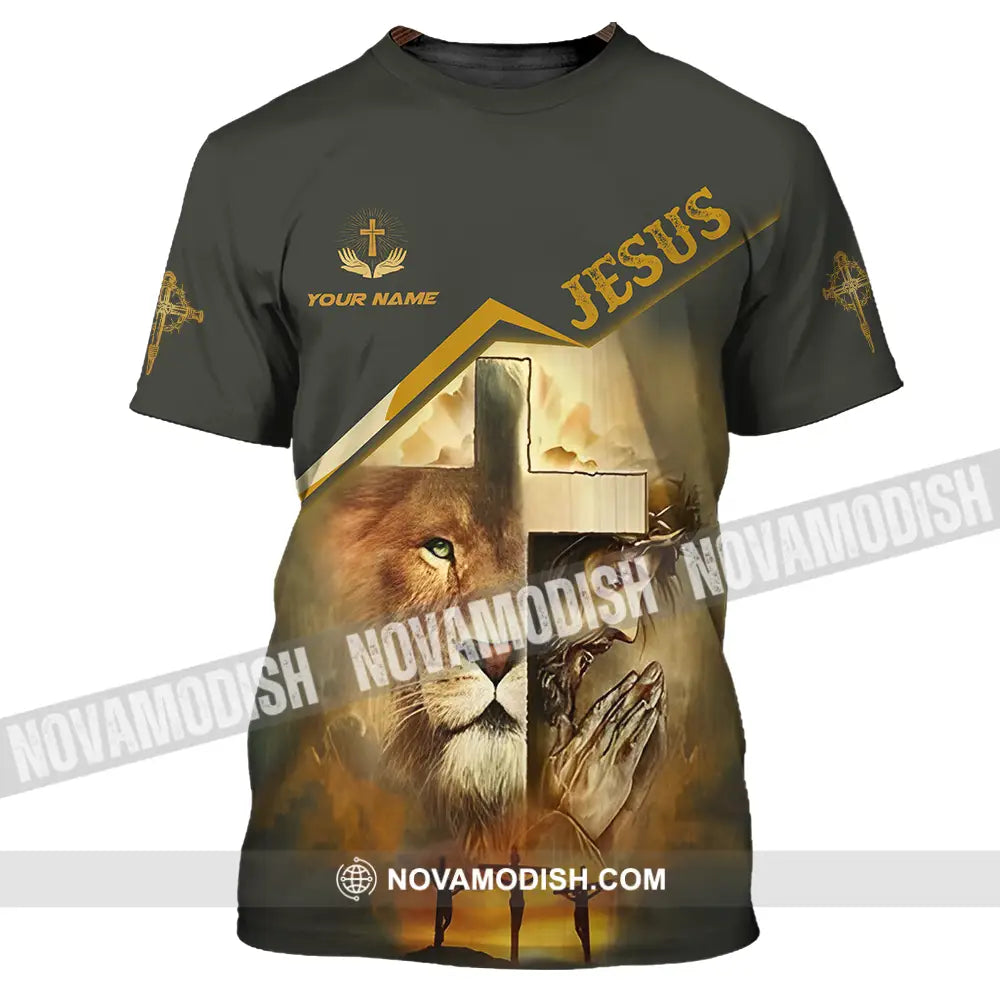Unisex Shirt - Custom Name Shirt Holy Cross Lion Jesus T-Shirt / S T-shirt