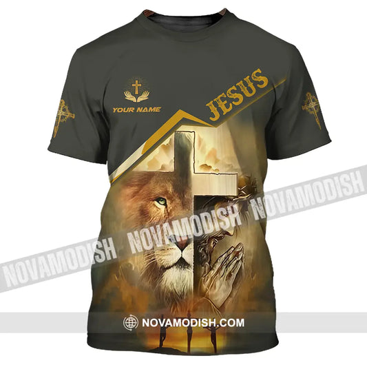 Unisex Shirt - Custom Name Shirt Holy Cross Lion Jesus T-Shirt / S T-shirt