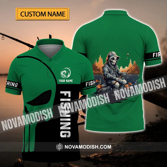 Unisex Shirt - Custom Name Hook Fishing Skeleton Shirt T-shirt
