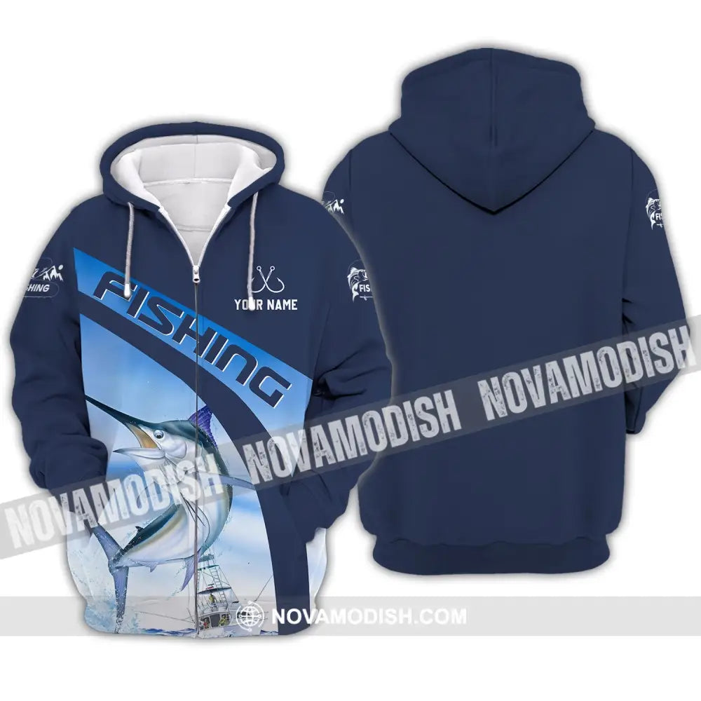 Unisex Shirt - Custom Name Hook Fishing Shirt Zipper Hoodie / S T-shirt