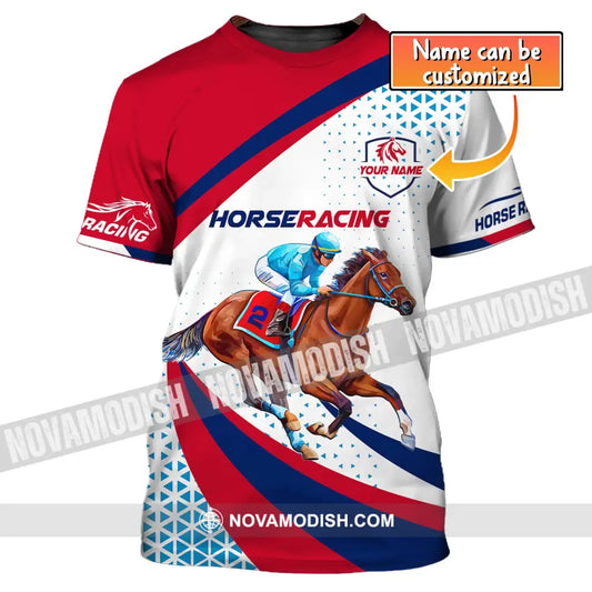 Unisex Shirt Custom Name Horse Racing T-Shirt For Club Gift Lovers