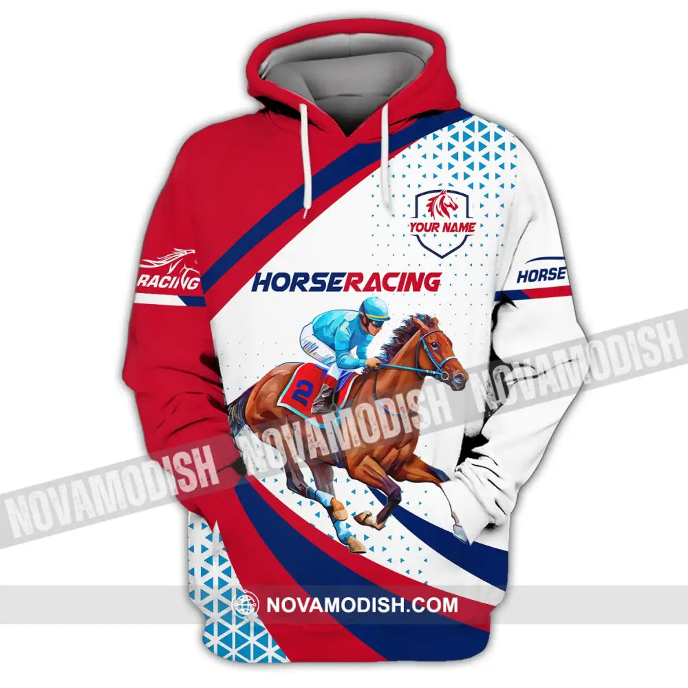 Unisex Shirt Custom Name Horse Racing T-Shirt For Club Gift Lovers Hoodie / S