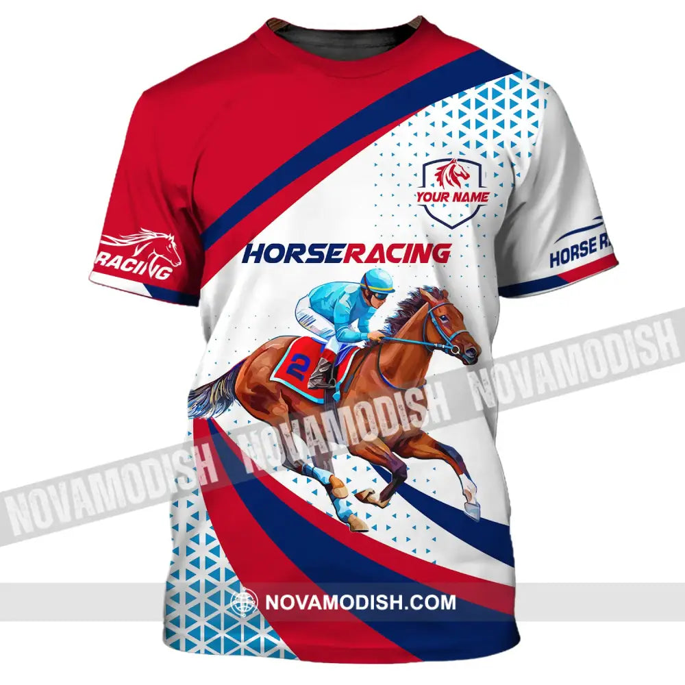 Unisex Shirt Custom Name Horse Racing T-Shirt For Club Gift Lovers / S